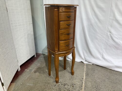 Oak-Finish Standing Jewelry Armoire