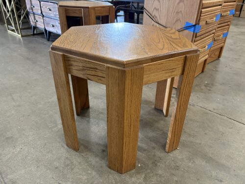 Vintage Oak Hexagonal Accent Table