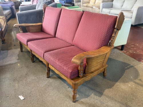 Vintage Colonial Revival Solid Wood Three-Seater Sofa