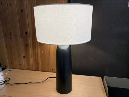 RESTORATION HARDWARE Sarezzo Bronze Tapered Dimmable Table Lamp w/ White Drum Shade