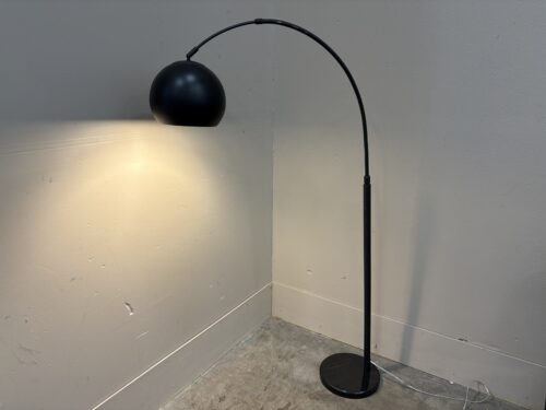 Modern Black Arc Floor Lamp with Marble Style Base and Metal Shade