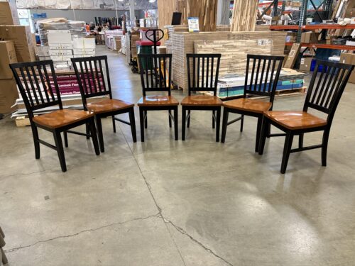 EAST WEST FURNITURE Norfolk Slat Back Dining Chairs in Two-Tone Cherry and Black Finish (Set of 6)