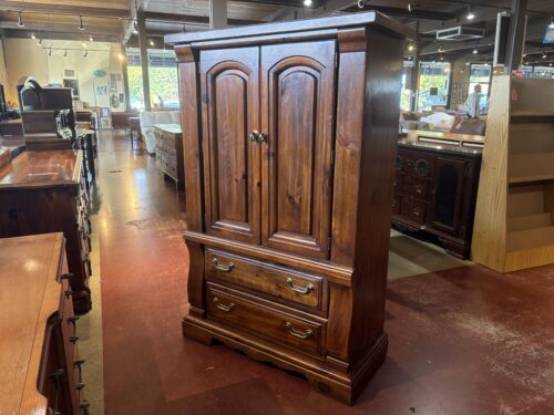 Traditional Solid Wood Armoire with Classic Brass-Finish Pulls