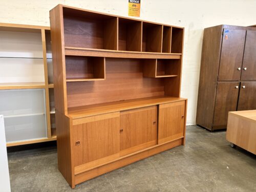 CLAUSEN & SON SILKEBORG Vintage Danish Mid-Century Modern Teak Credenza Wall Unit Hutch