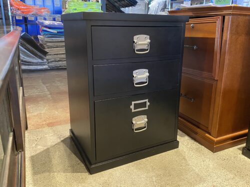 Black & Silver 3-Drawer Office Cabinet