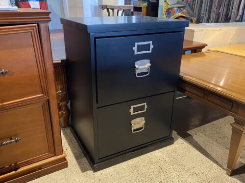 Black & Silver 2-Drawer Office Cabinet
