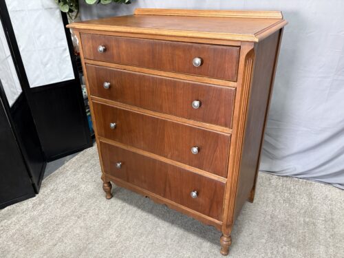 Vintage Solid Wood Mixed Grain 4-Drawer Tallboy Dresser
