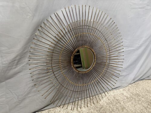 Modern Round Layered Sunburst Gold Painted Wall Mirror