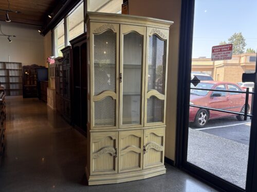 French Country Style Butter Yellow Hutch