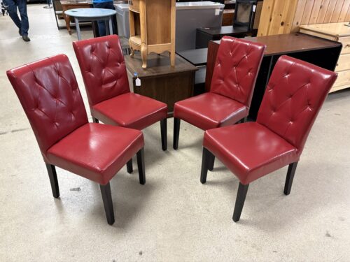 NOBLE HOUSE Tufted Dark Red Armless Dining Chairs (Set of 4)