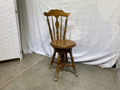 Antique Glass Ball & Claw Foot Piano Stool w/ Backrest