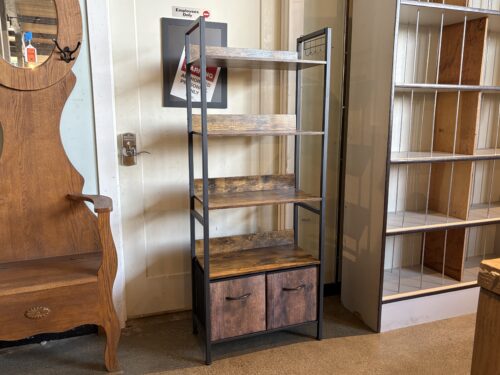 Open Metal Shelf w/ Cloth Bins
