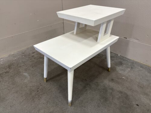 Modern Matte Ivory Painted 2 Tier Side Table