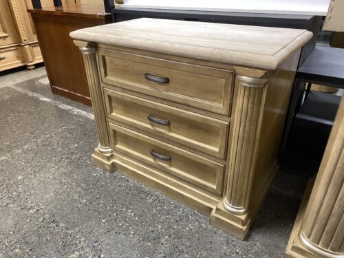 DREXEL Corbel Blonde Marble Top 3-Drawer Nightstand