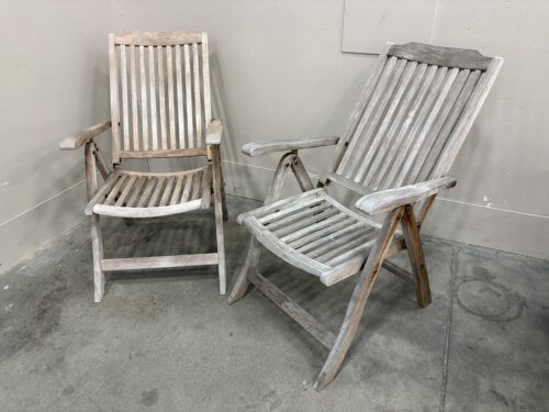 ARCIFORM Adjustable Folding Weathered Plantation Teak Outdoor Armchair (Set of 2)