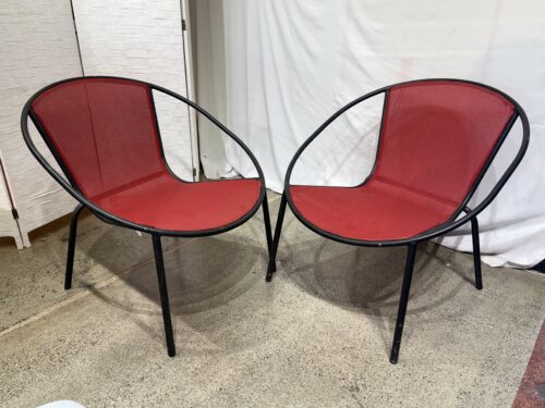 Modern Red & Black Patio Chairs (Set of 2)