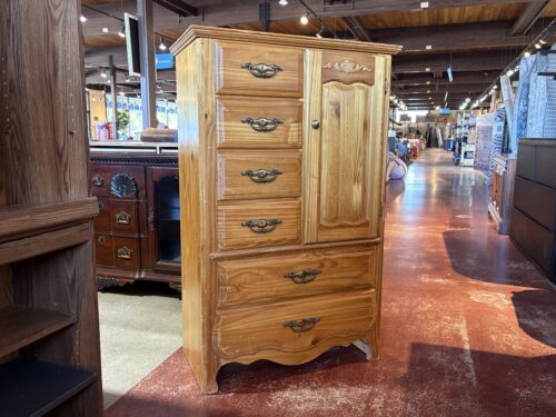 Petite Natural Wood Armoire w/ Adjustable Shelves