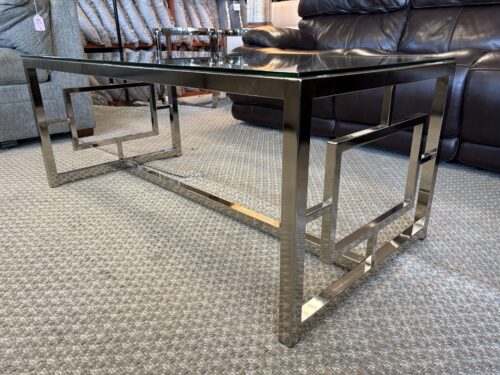 Chrome Geometric Base Glass Top Coffee Table