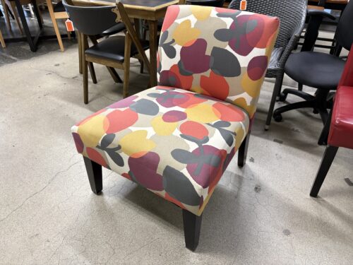 Whimsical Floral Pattern Fabric Armless Accent Chair
