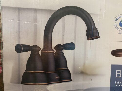 NEW! MOEN Banbury 4" Double Handle Bathroom Faucet - Bronze Model # WS84913BRB