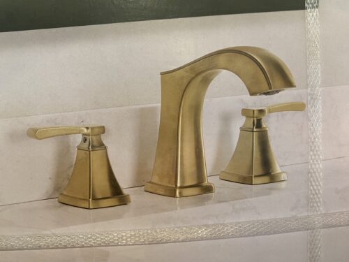 NEW! ALLEN+ROTH Chesler Brushed Gold Widespread Bathroom Faucet Model # 3808607