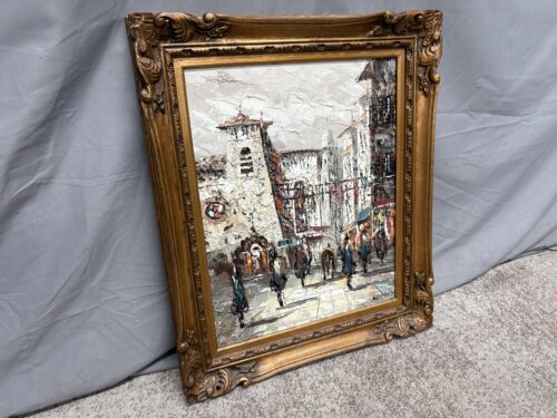 Vintage Original Acrylic Impasto Impressionists European Oil Painting by R. Brichard