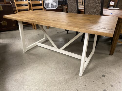 WALKER EDISON Rustic Farmhouse Light Two Tone Trestle Table
