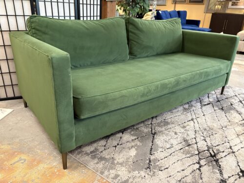 WEST ELM Harris Loft Mossy Green Velvet Sofa