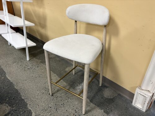 RESTORATION HARDWARE Arno Fabric Dining Side Chair in Whitewashed Oak/Brass