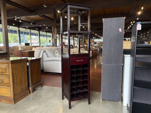 Slim Espresso Bar Cabinet w/ Stemware Storage