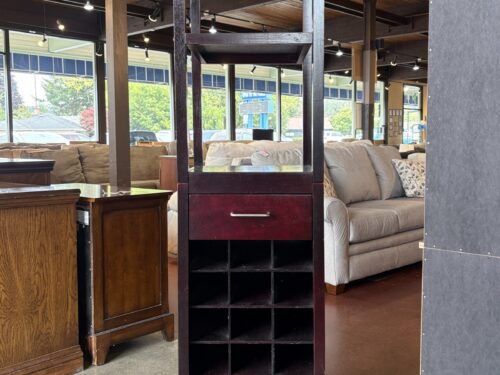 Slim Espresso Bar Cabinet w/ Stemware Storage