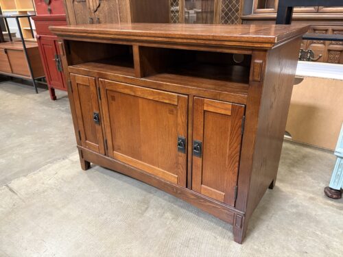 ASHLEY FURNITURE Warm Finished Solid Wood 3 Door Mission Style Media Stand