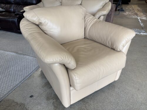 Beige Leather Lugano Armchair