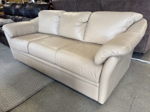 Beige Leather Lugano 3-Seat Sofa