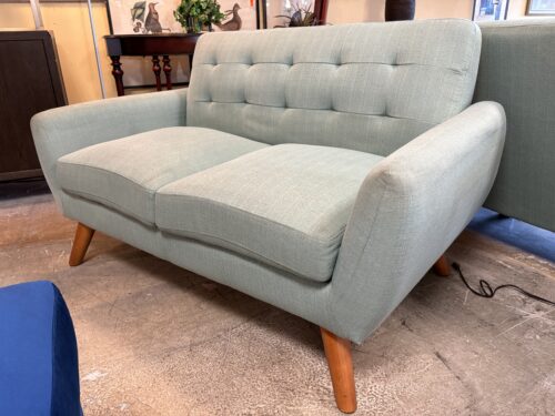 MCM Style Light Blue Daphne Tufted Microfiber Loveseat