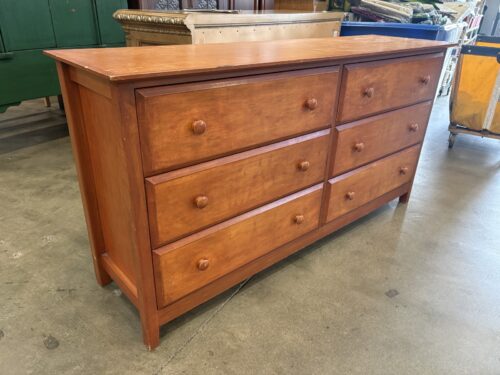 Vintage Honey Toned Wooden 6 Drawer Dresser