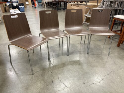 NATIONAL PUBLIC SEATING Espresso Finished Bushwick Café Chairs with Sleek Chrome Legs (Set of 4)
