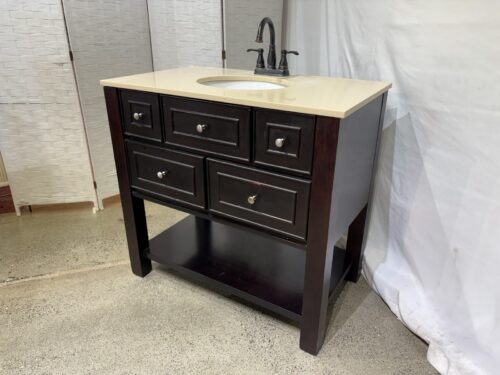 Hagen 36-in Espresso Undermount Single Sink Bathroom Vanity with Cream Top