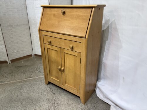 Light Natural Wood Secretary Desk with Classic Drop-Front Writing Surface