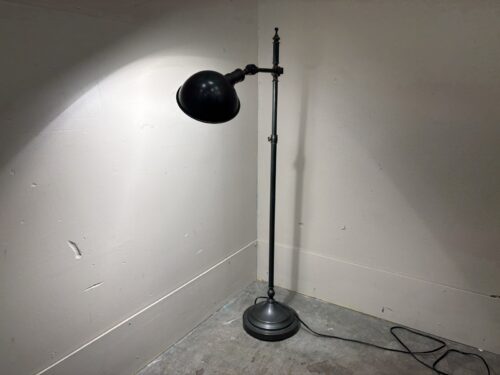 Bronze Pharmacy Task Floor Lamp with Adjustable Articulated Arm and Dome Metal Shade