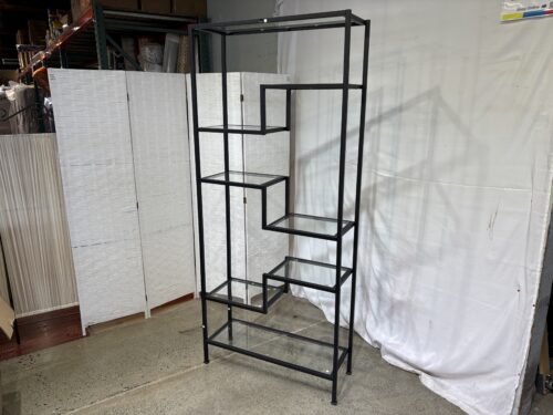 Sloane Metal & Glass Etagere in Matte Black