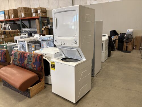 NEW! GE Electric Stacked Laundry Center Model #GUD27ESSM1WW