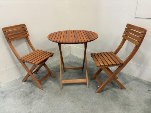 Classic Slatted Wood Outdoor Bistro Set