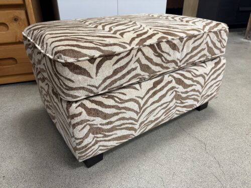 Tan Zebra Print Fabric Rectangular Ottoman