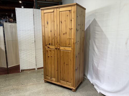 Tall Knotty Pine Double Door Wardrobe