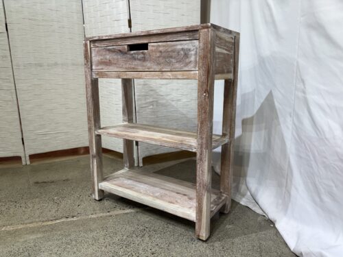 JOFRAN Reynolds 1 Drawer Side Table in Distressed Whitewash Acacia