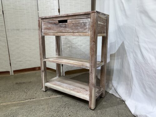 JOFRAN Reynolds 1 Drawer Side Table in Distressed Whitewash Acacia