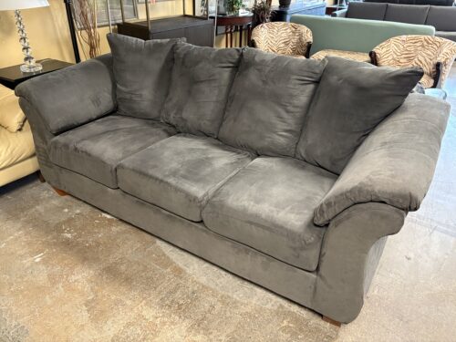 Dark Grey Fabric Flare Arm 3-Cushion Sofa