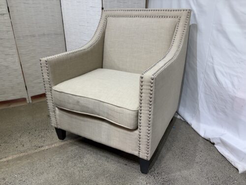 Emery Natural Arm Chair with Silver Nailhead Trim