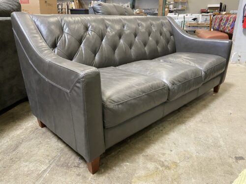 Contemporary Slate Grey Tufted Slope Arm Sofa